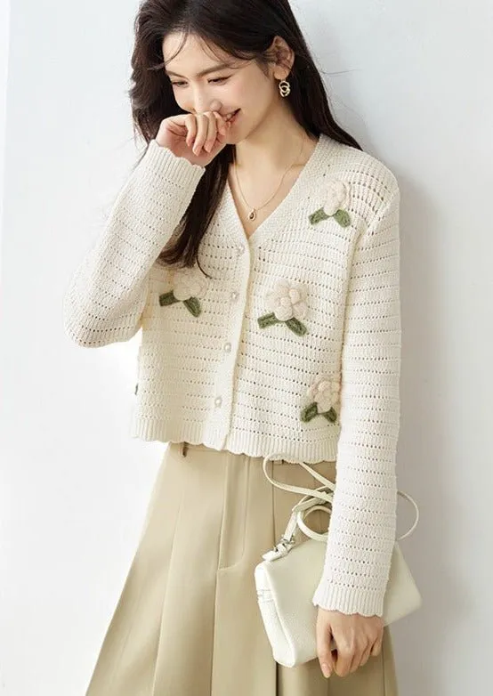3D FLOWER EMBROIDERY LOOSE KNIT