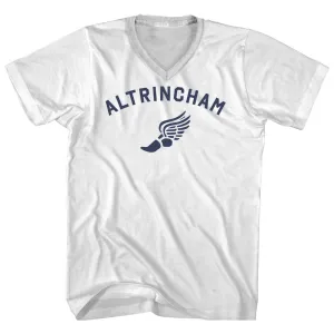 Altrincham Running Track Winged Foot Adult Cotton V-neck T-shirt