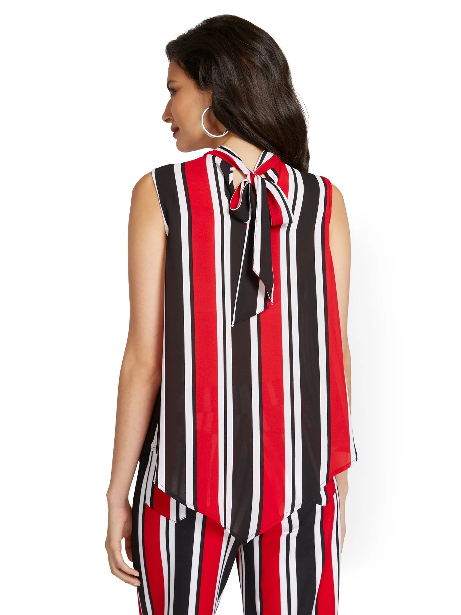 Asymmetrical Tie-Back Blouse