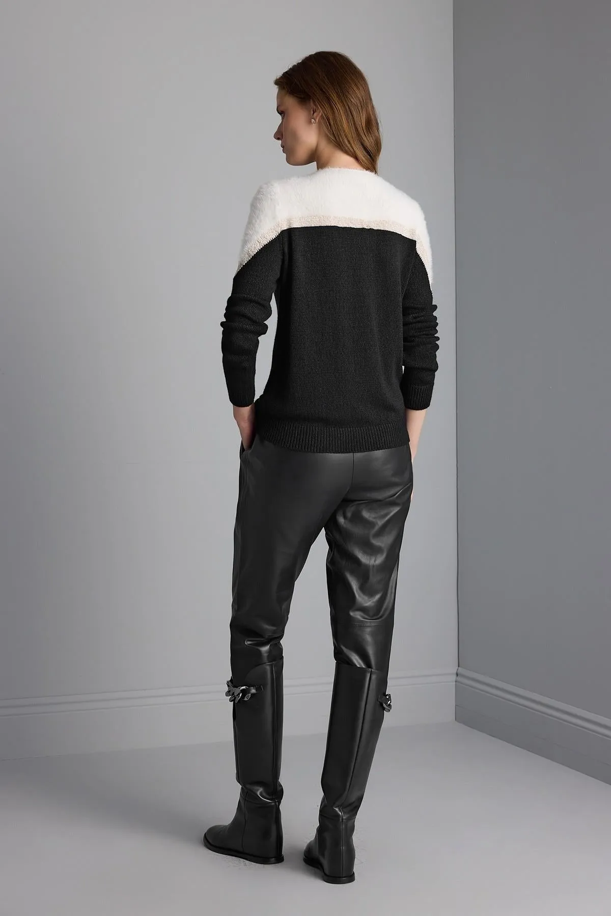 Bearded Yarn Gold Glitter Black Knitwear Sweater