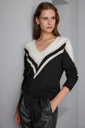 Bearded Yarn Gold Glitter Black Knitwear Sweater