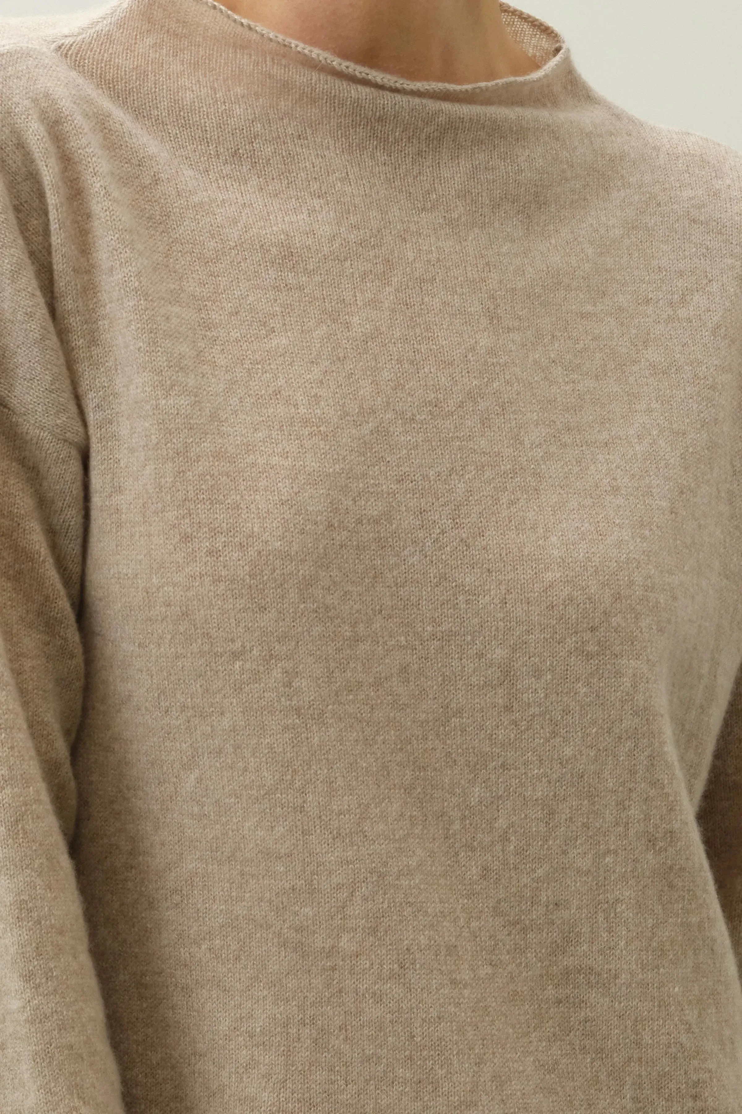 Beige Pure Cashmere Kostir High Collar Women's Tunic