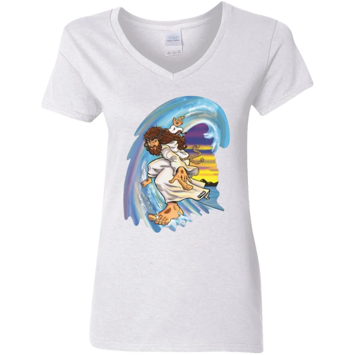 Big Jesus Wave - Women's V-Neck T-Shirt