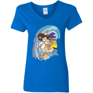 Big Jesus Wave - Women's V-Neck T-Shirt