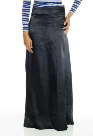 Black  Satin Silk Skirt
