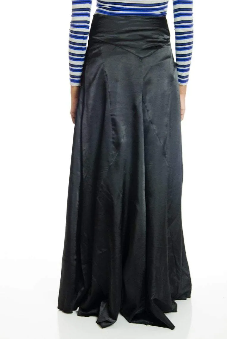 Black  Satin Silk Skirt