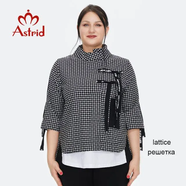 Blouses  Stand-up collar Clothing, Lacing Plaid Print  t-shirt