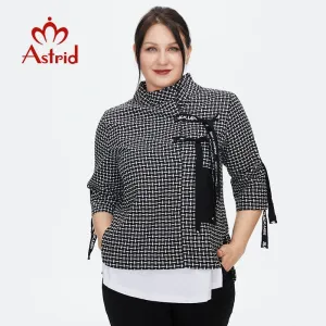 Blouses  Stand-up collar Clothing, Lacing Plaid Print  t-shirt