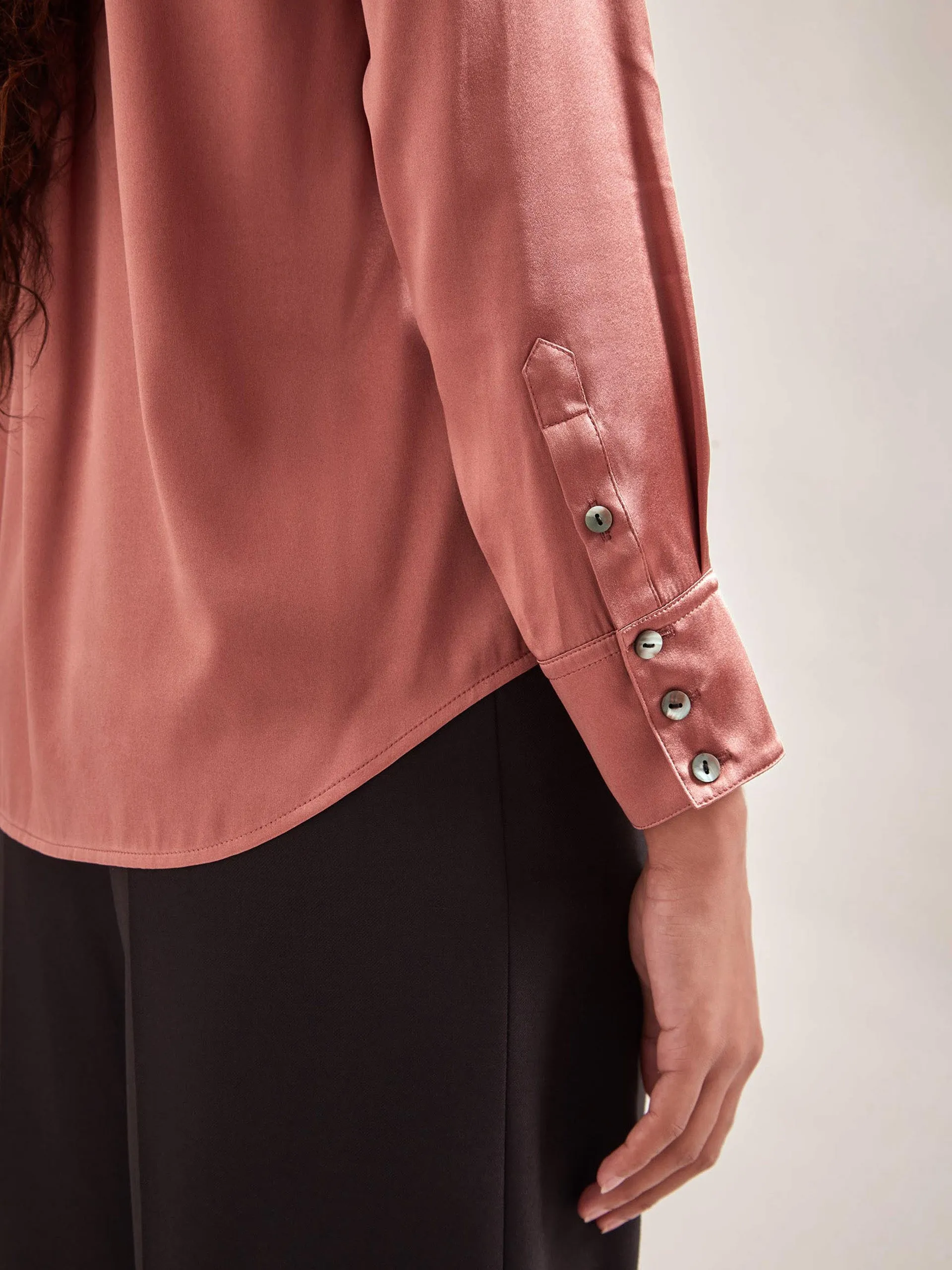 Blush Skyla silk satin shirt