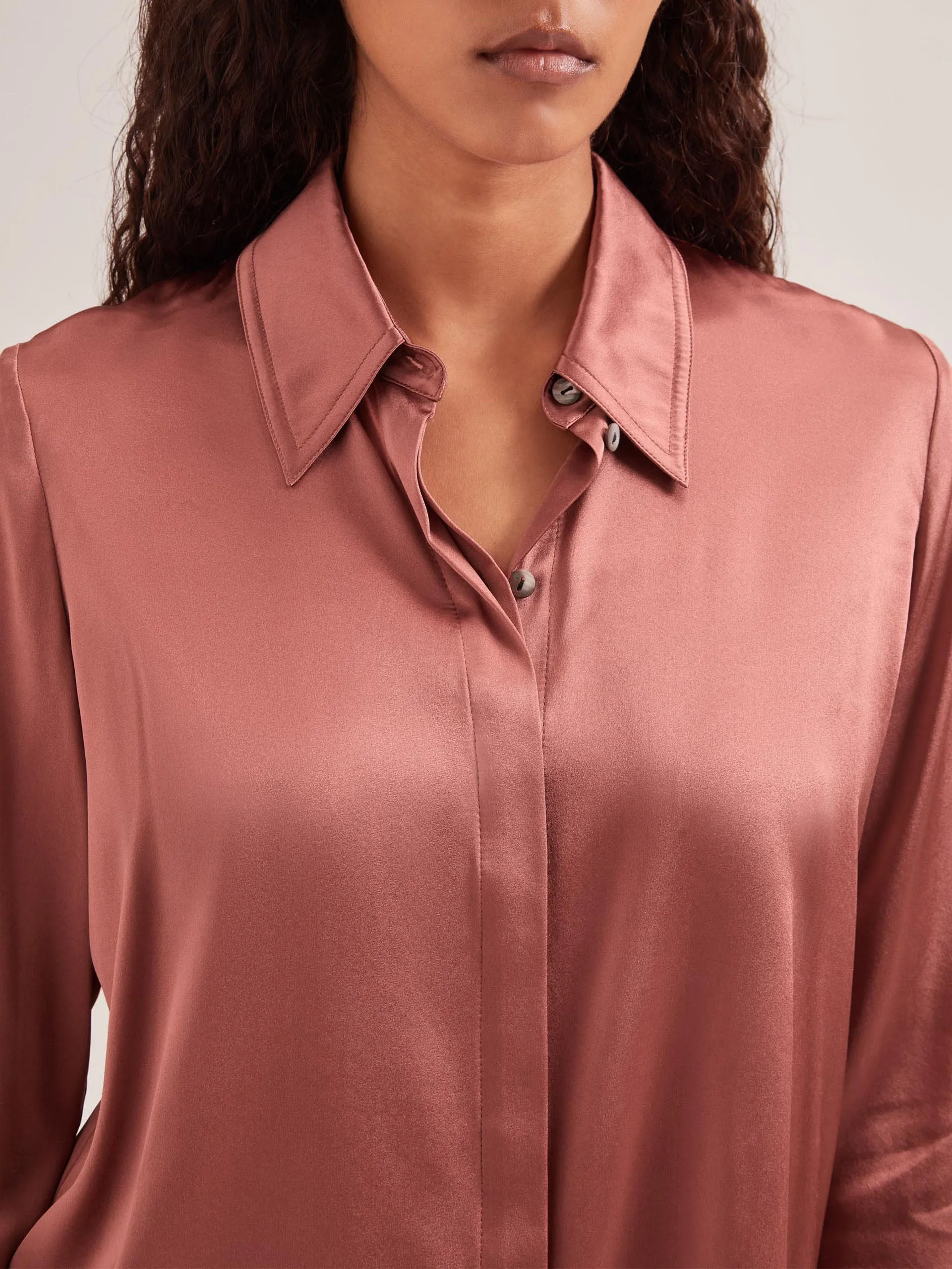 Blush Skyla silk satin shirt