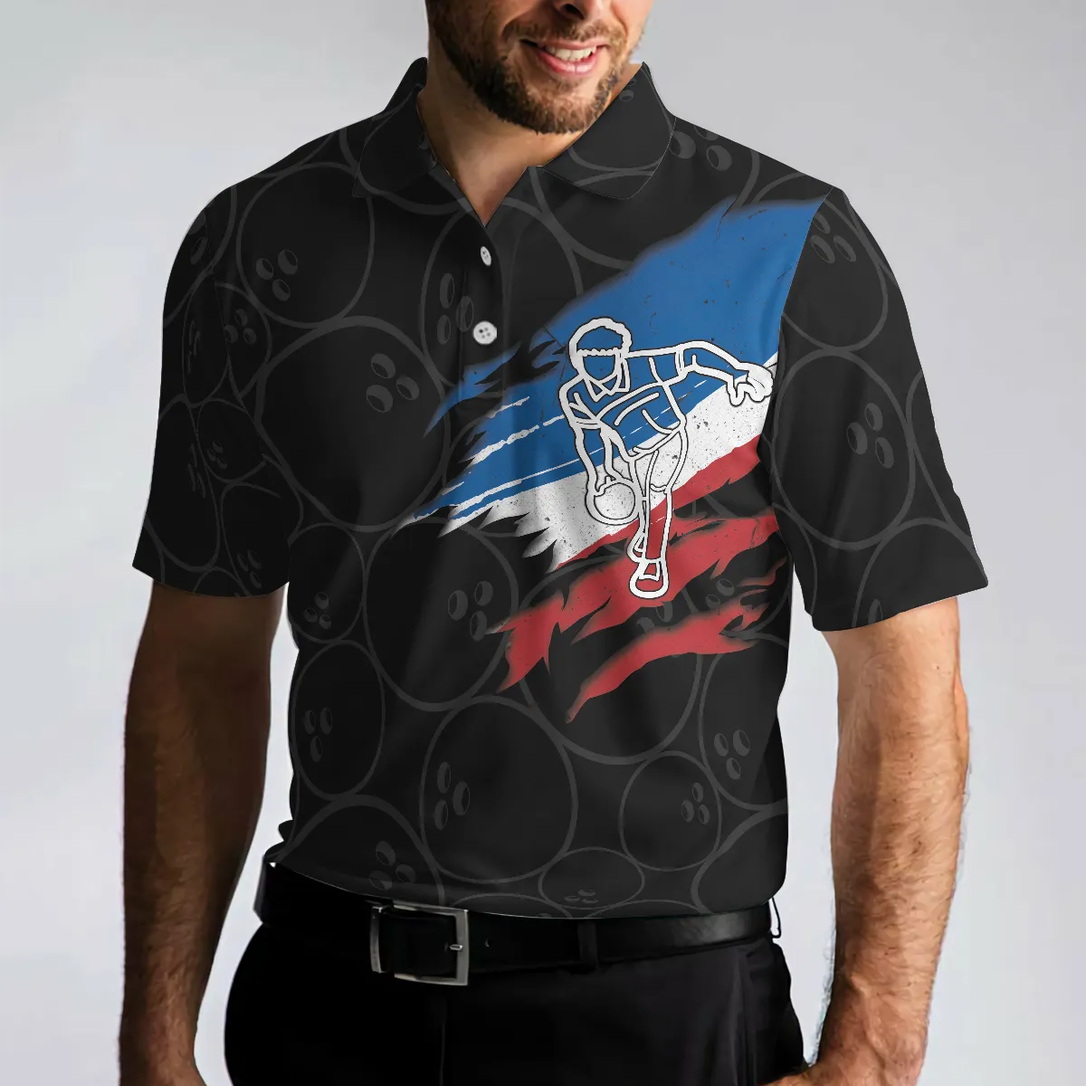 Bowling Men Polo Shirt - I Beat People With Three Fingers Bowling Polo Shirt, Black Polo Style Bowling Shirt For Men - Perfect Gift For Friend, Family, Bowling Lover