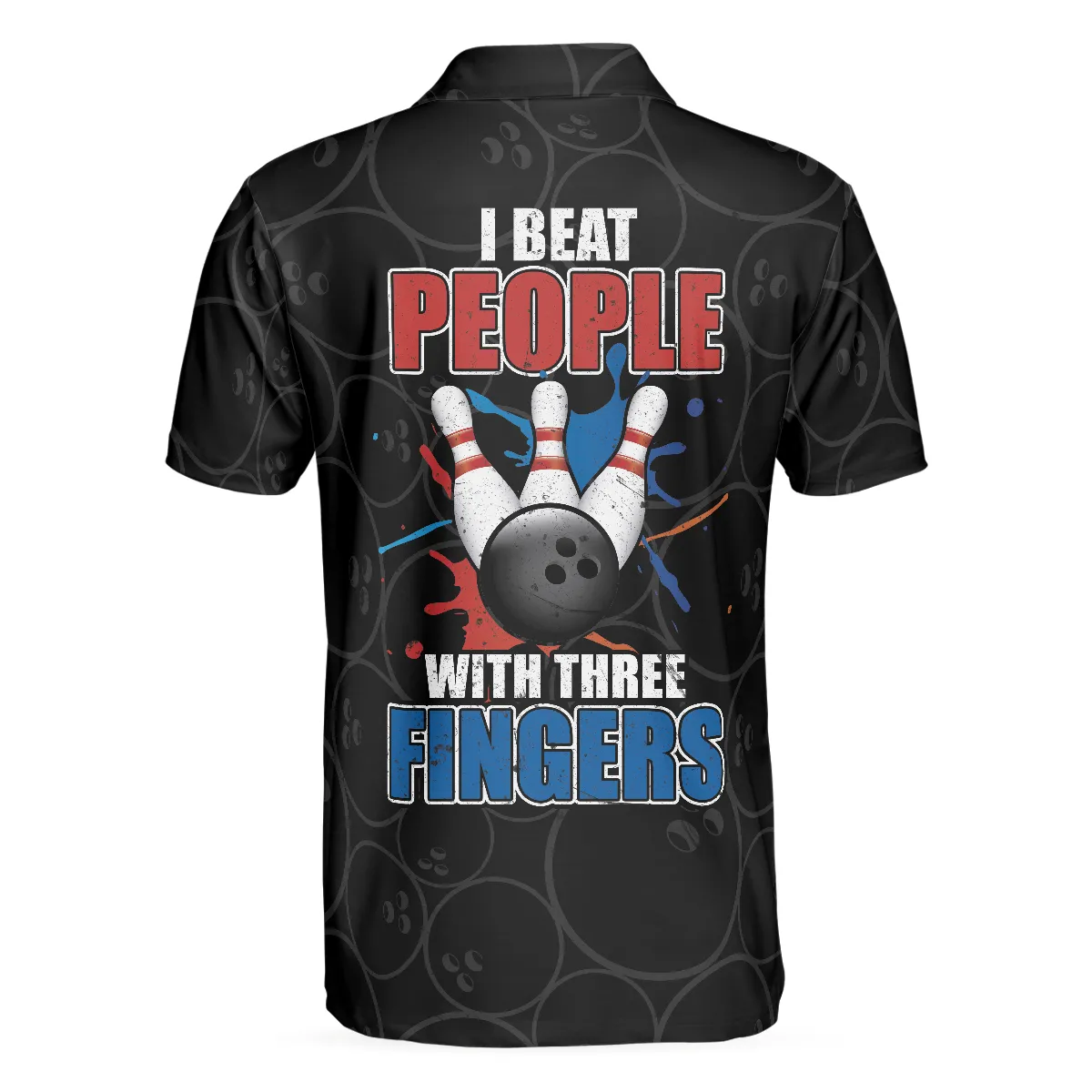 Bowling Men Polo Shirt - I Beat People With Three Fingers Bowling Polo Shirt, Black Polo Style Bowling Shirt For Men - Perfect Gift For Friend, Family, Bowling Lover
