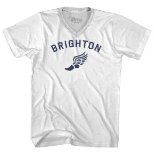 Brighton Running Track Winged Foot Adult Cotton V-neck T-shirt