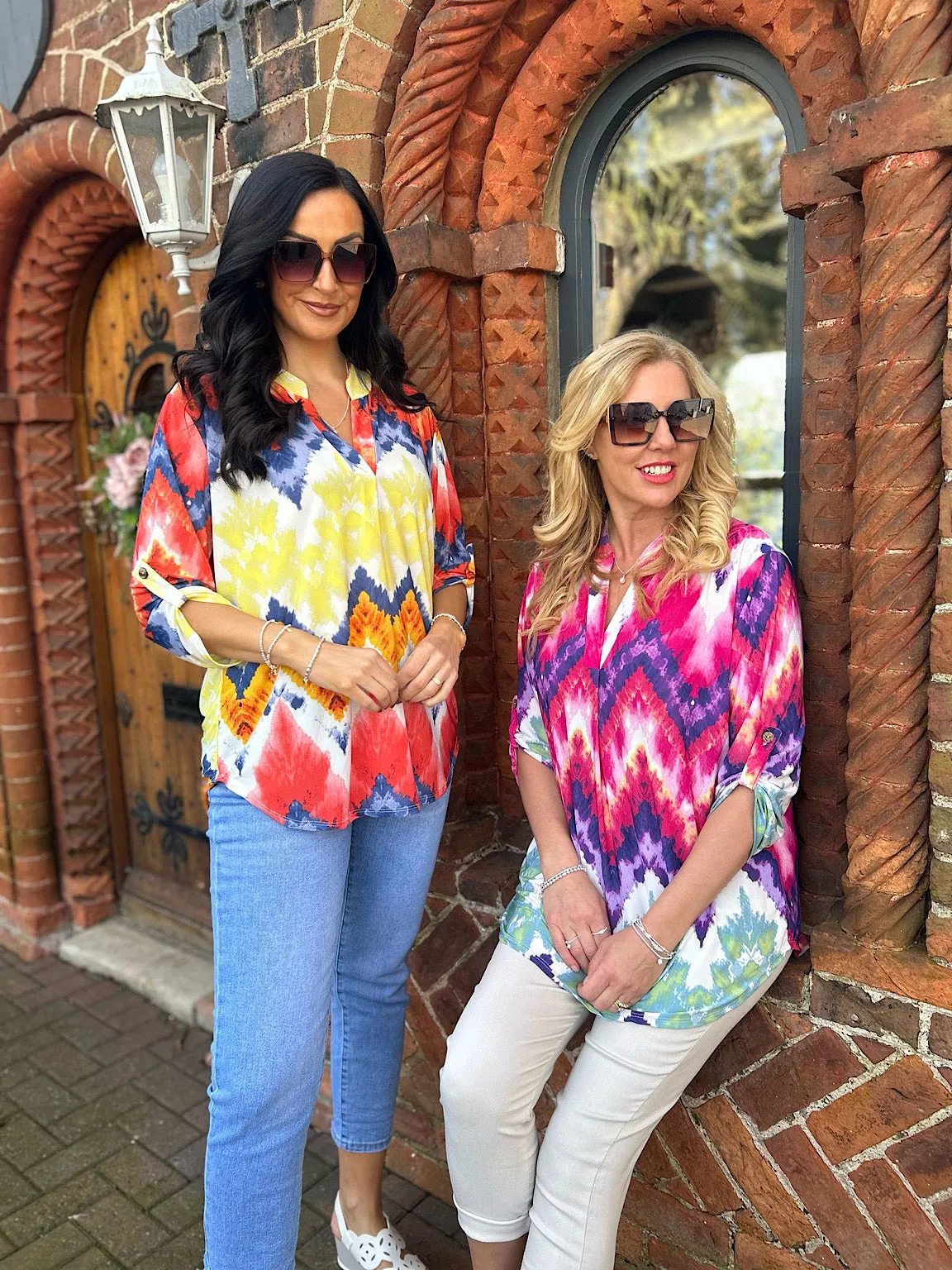 Burnt Orange Zig Zag Print Blouse Gloria