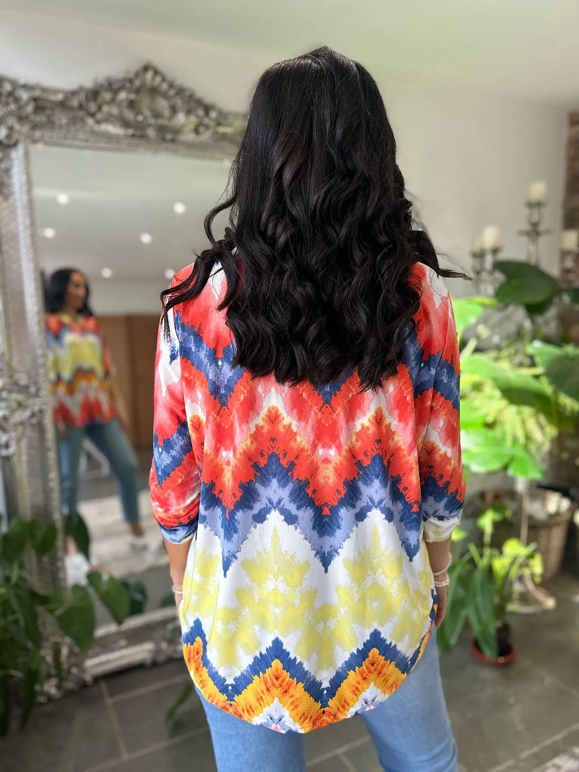 Burnt Orange Zig Zag Print Blouse Gloria