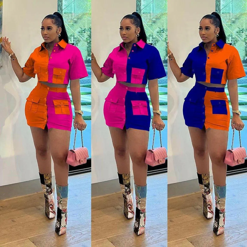 Camille Double Pocket short sleeve set-FINAL SALE