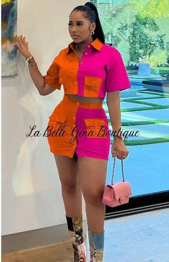 Camille Double Pocket short sleeve set-FINAL SALE