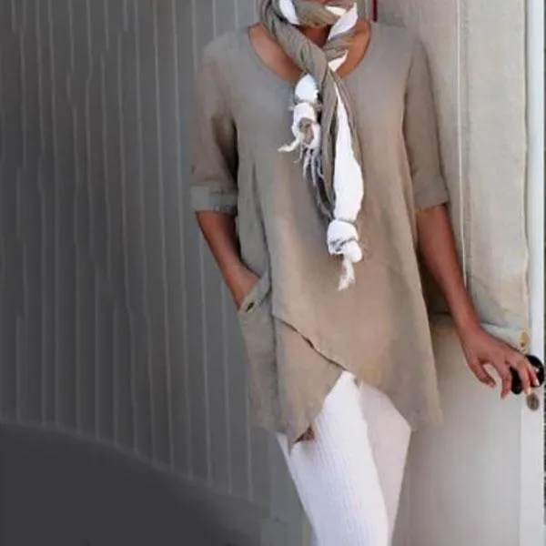 Casual Crew Neck Half Sleeve Irregular Blouses