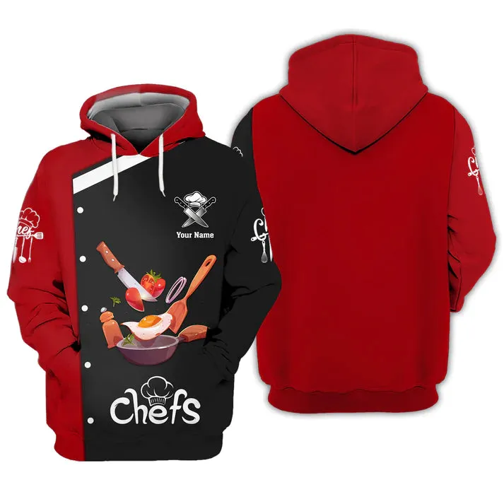 CHEF - Personalized Name 3D Black & Red All Over Printed Shirt