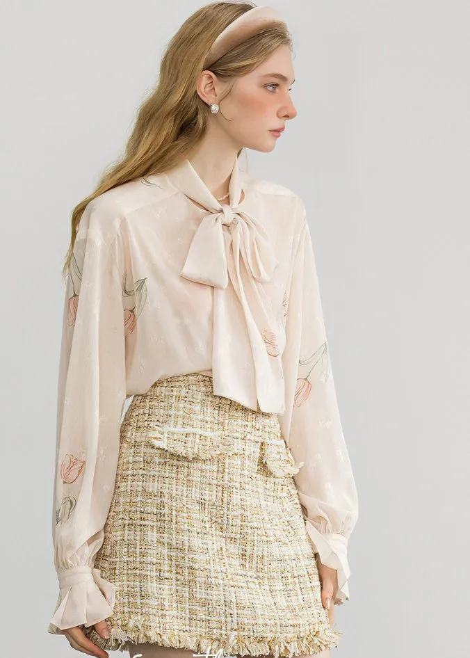 CHIFFON LACE UP WEAR SHIRT