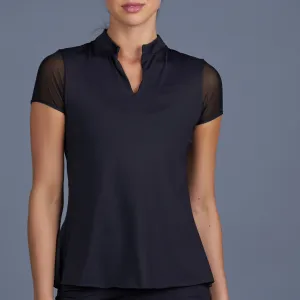 Classic Cap-Sleeve Collar Top (black)