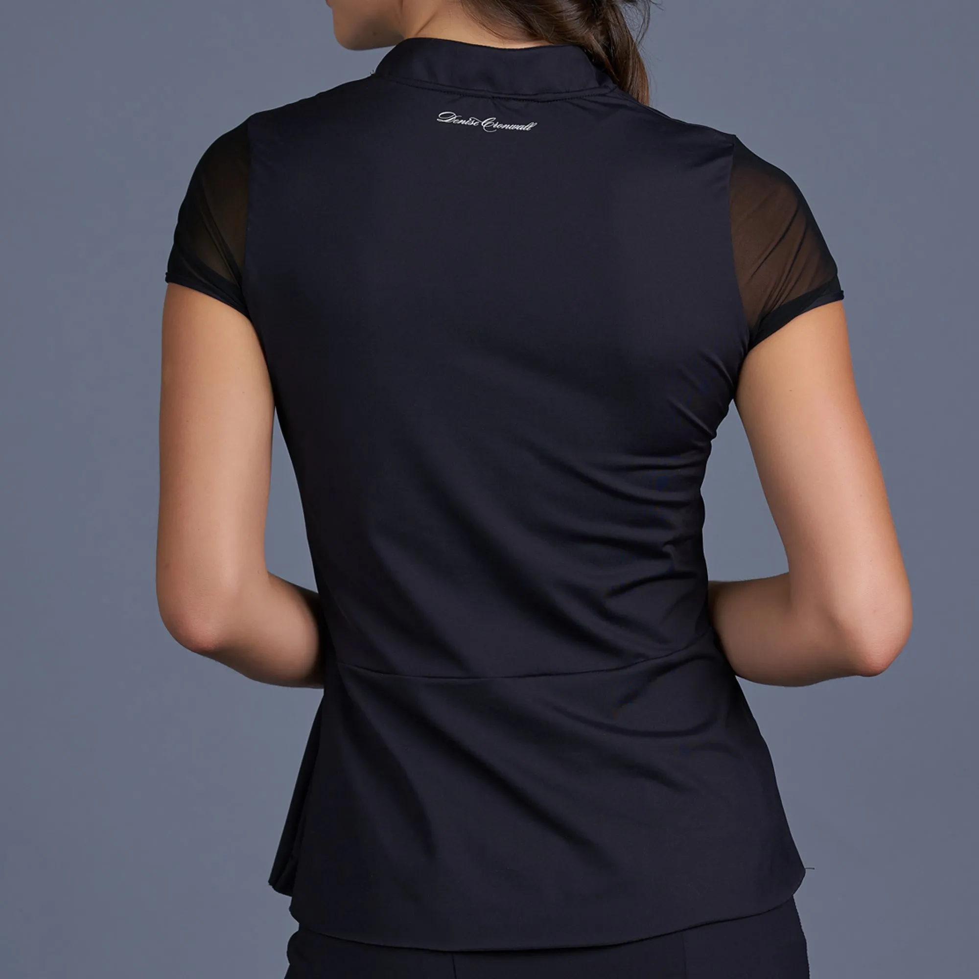 Classic Cap-Sleeve Collar Top (black)