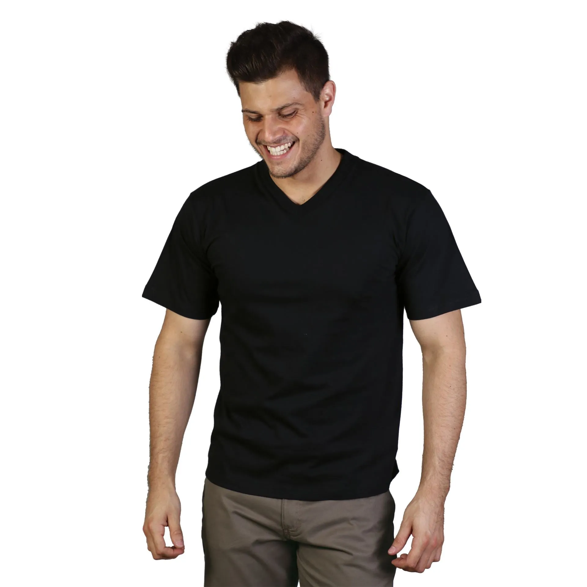 Combed Cotton V-Neck T-Shirt - Mens