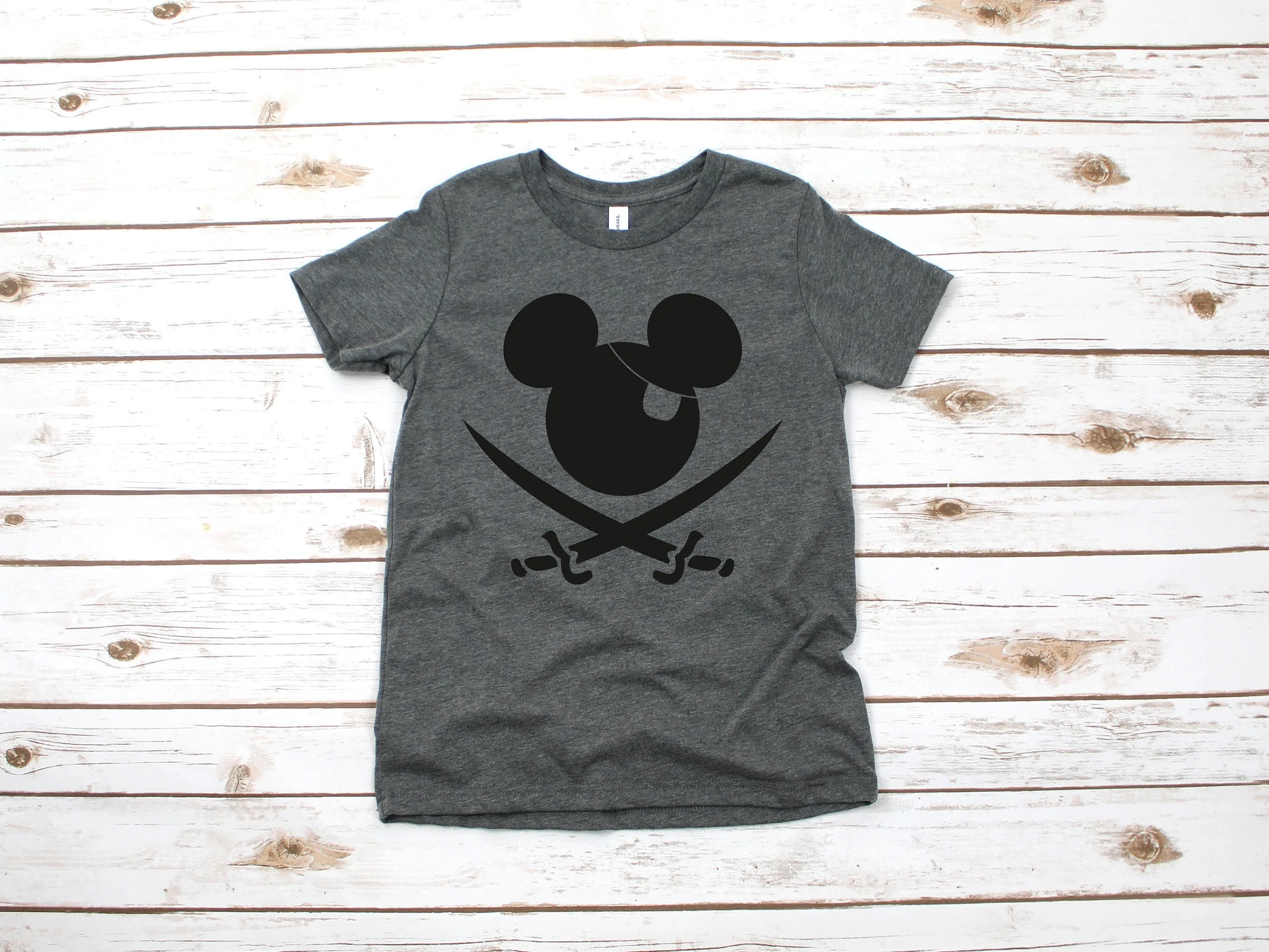 Custom Pirate Mickey Mouse Youth T Shirt - Disney Kids Mickey T Shirts - Disney Matching Family Shirts - Name Monogram Mickey Shirt
