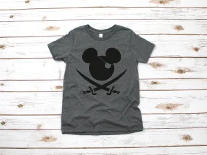 Custom Pirate Mickey Mouse Youth T Shirt - Disney Kids Mickey T Shirts - Disney Matching Family Shirts - Name Monogram Mickey Shirt
