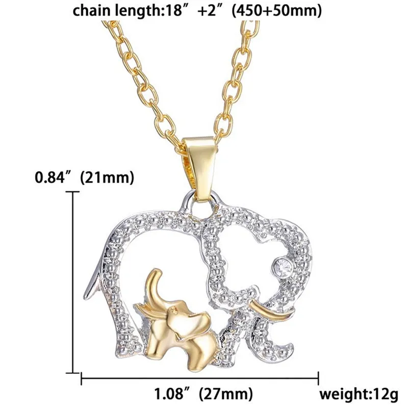 Double Elephant Pendant Necklace Women’s Jewelry