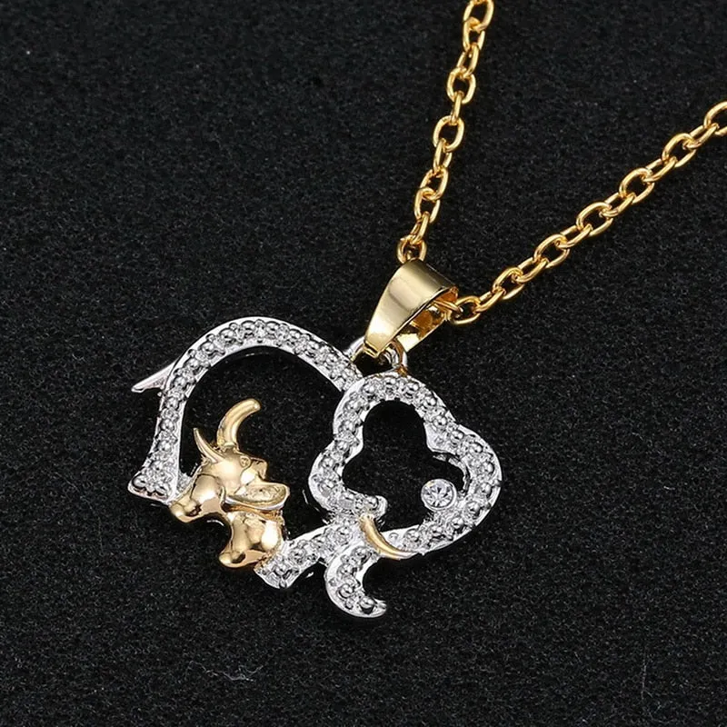 Double Elephant Pendant Necklace Women’s Jewelry