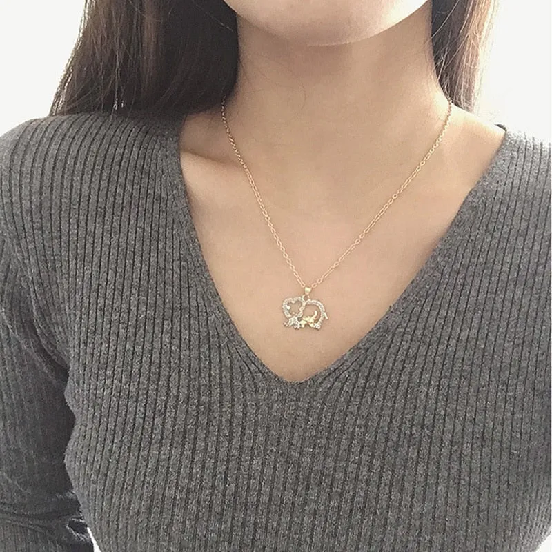 Double Elephant Pendant Necklace Women’s Jewelry