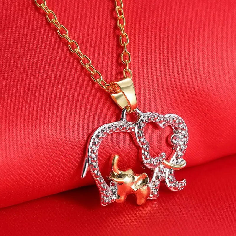 Double Elephant Pendant Necklace Women’s Jewelry