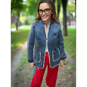 Edge Denim Jacket With Rolled Sleeves