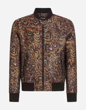 Feather-Print Bomber Jacket