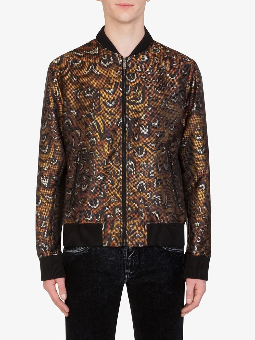 Feather-Print Bomber Jacket