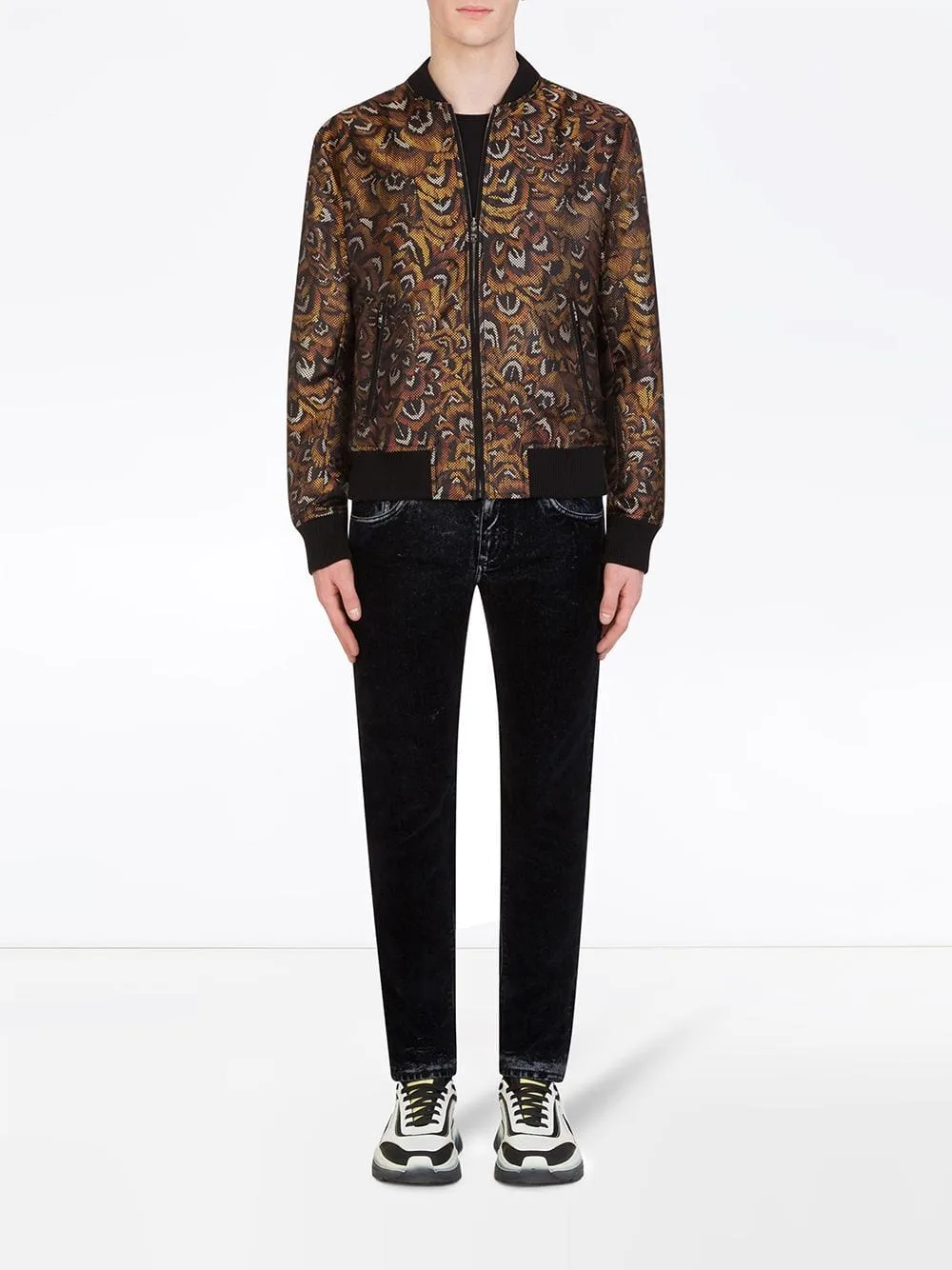 Feather-Print Bomber Jacket