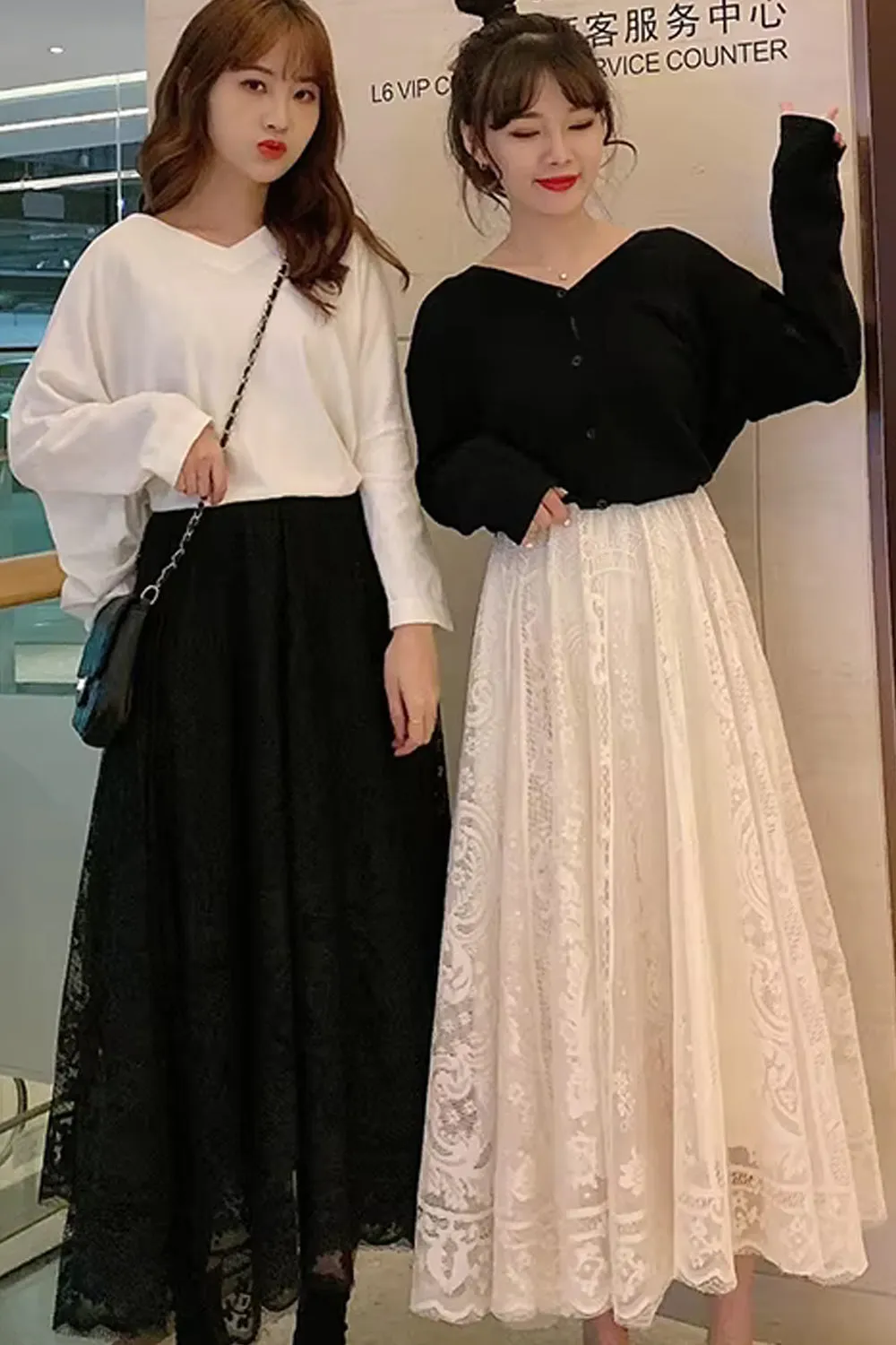 Flytonn-cute winter outfits casual winter outfits christmas outfit party look inspos High Waist Casual Elegant A-Line Long Lace Skirts
