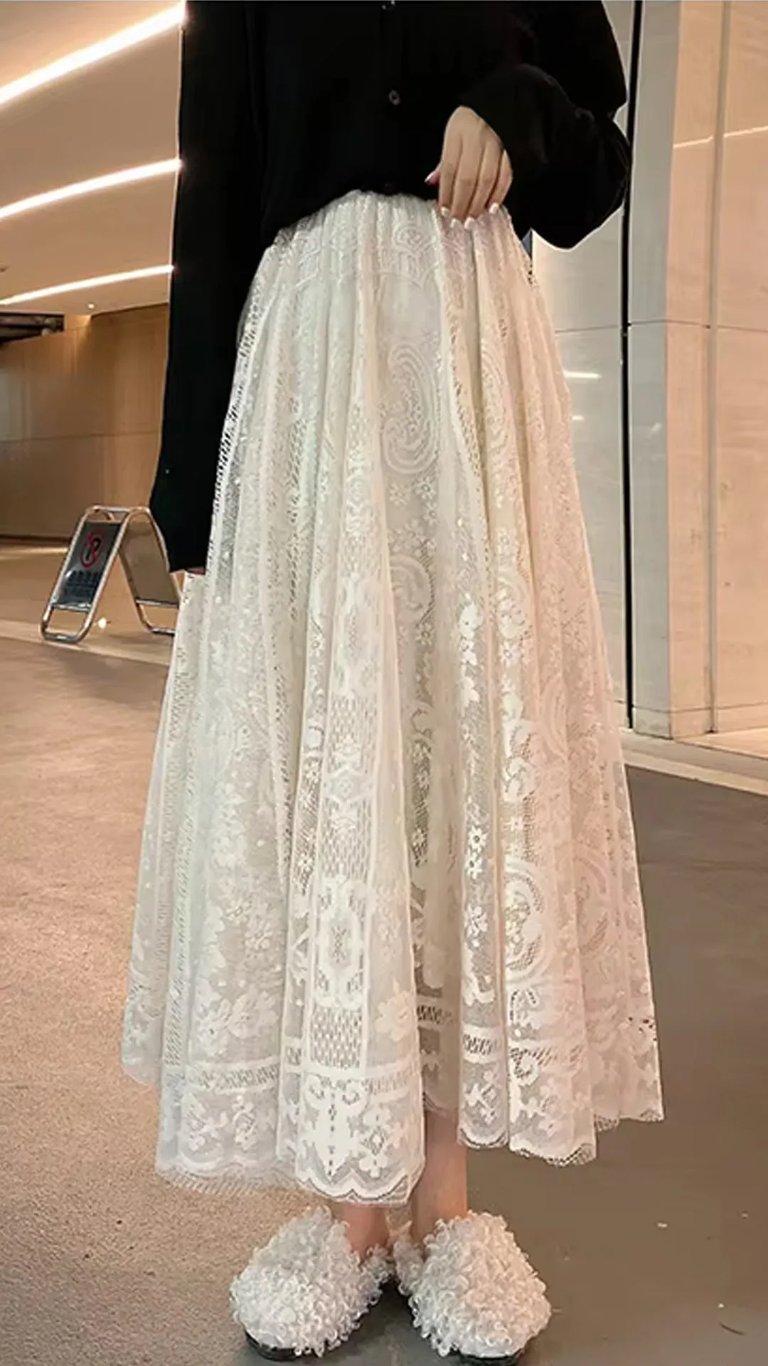 Flytonn-cute winter outfits casual winter outfits christmas outfit party look inspos High Waist Casual Elegant A-Line Long Lace Skirts