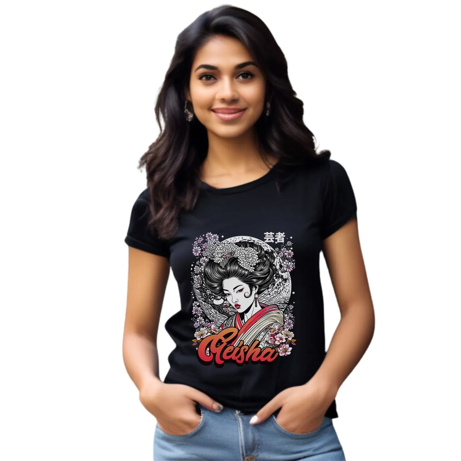 Geisha Womens cotton printed T-shirt