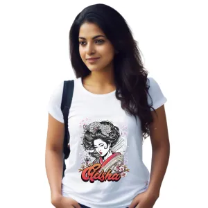 Geisha Womens cotton printed T-shirt
