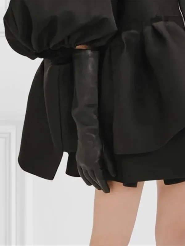 Half Puff Sleeves Loose Falbala Zipper High-Neck Jackets Outerwear