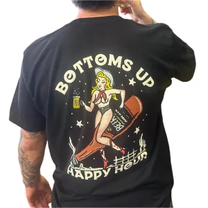 HAPPY HOUR T-SHIRT BOTTOMS UP BLACK
