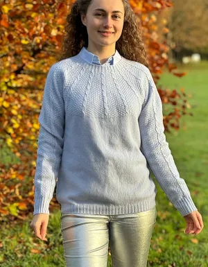 Harley Merino & Cashmere Cable Sweater in Ice Blue