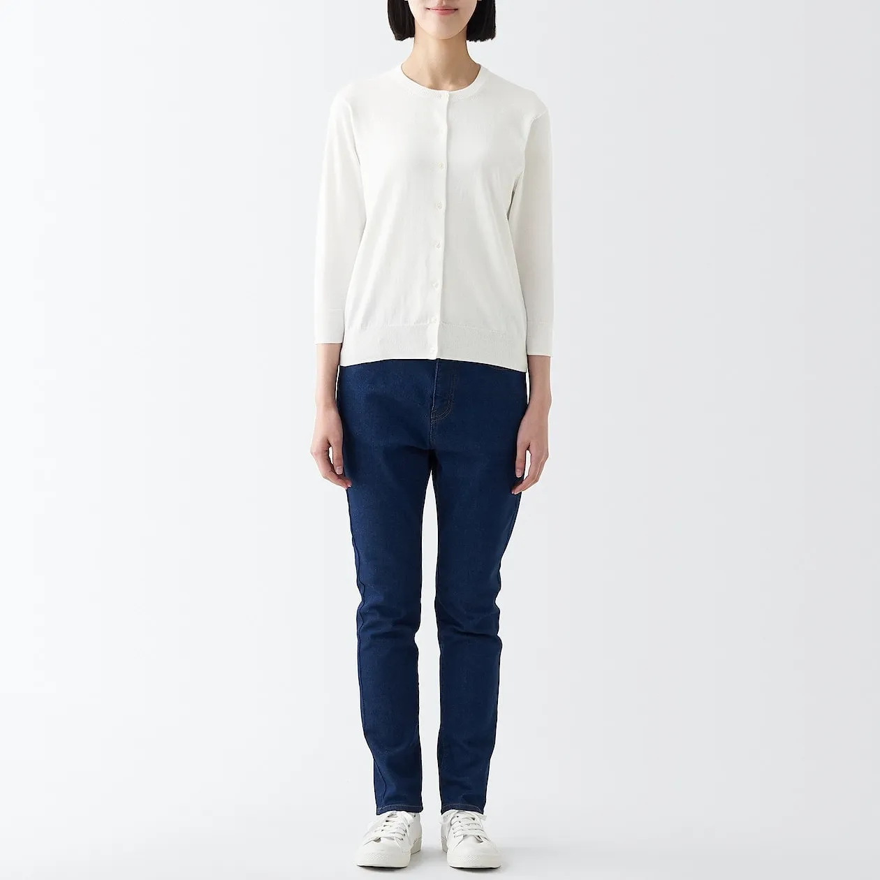 High Twisted Crewneck 3/4 Sleeve Cardigan