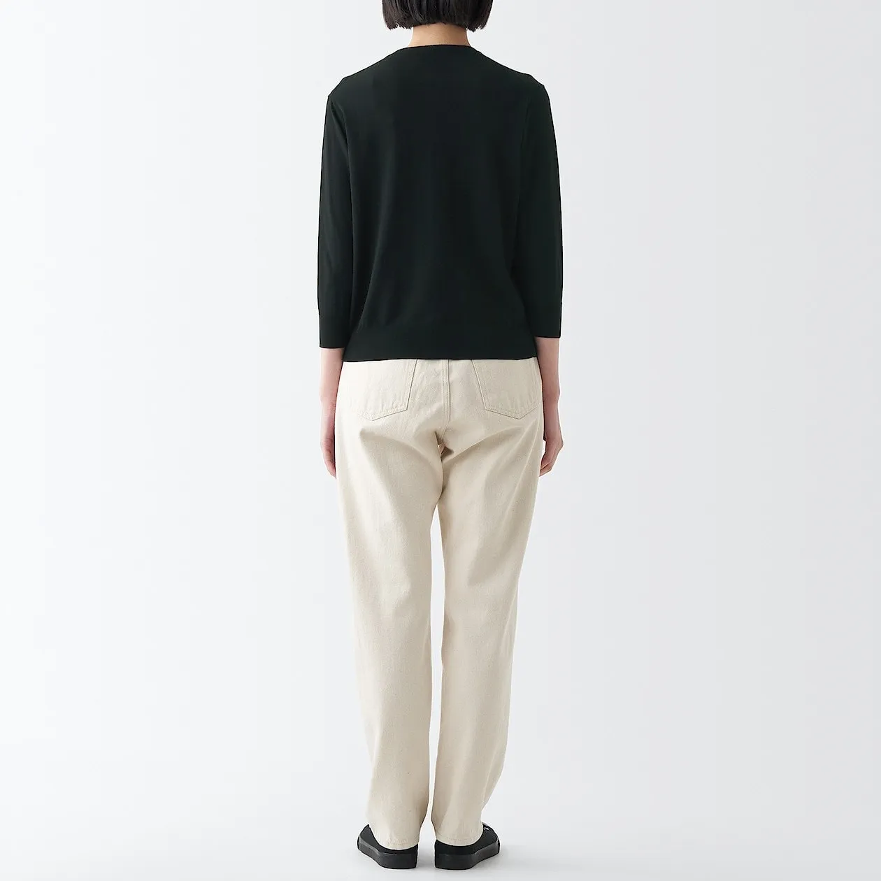 High Twisted Crewneck 3/4 Sleeve Cardigan