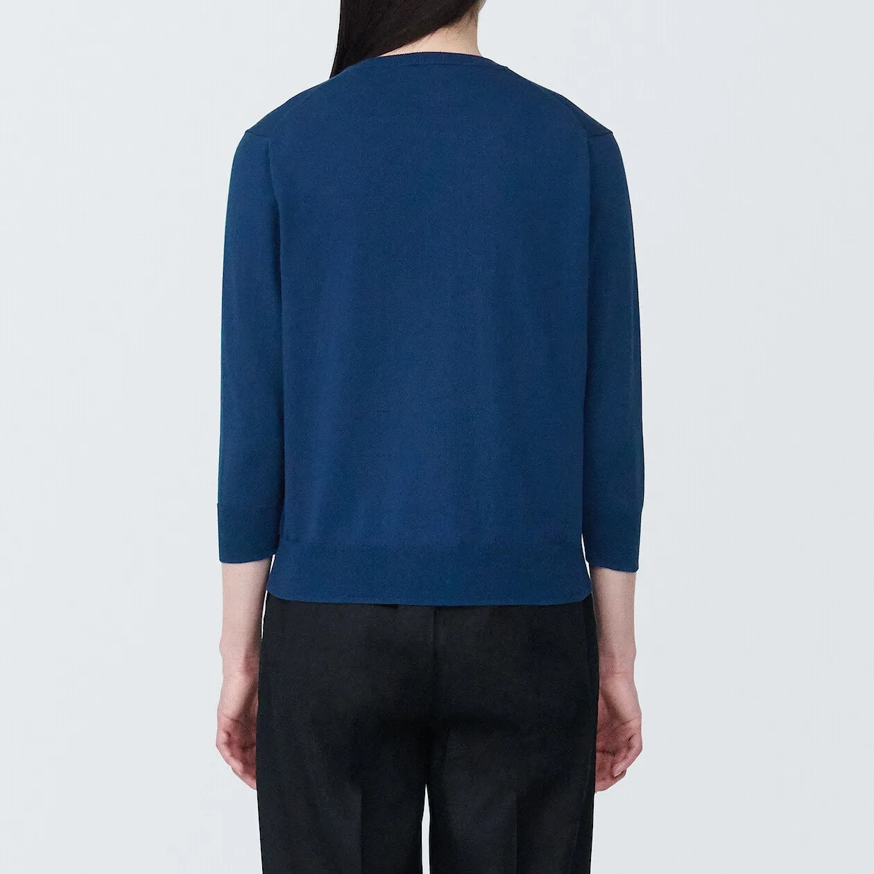 High Twisted Crewneck 3/4 Sleeve Cardigan