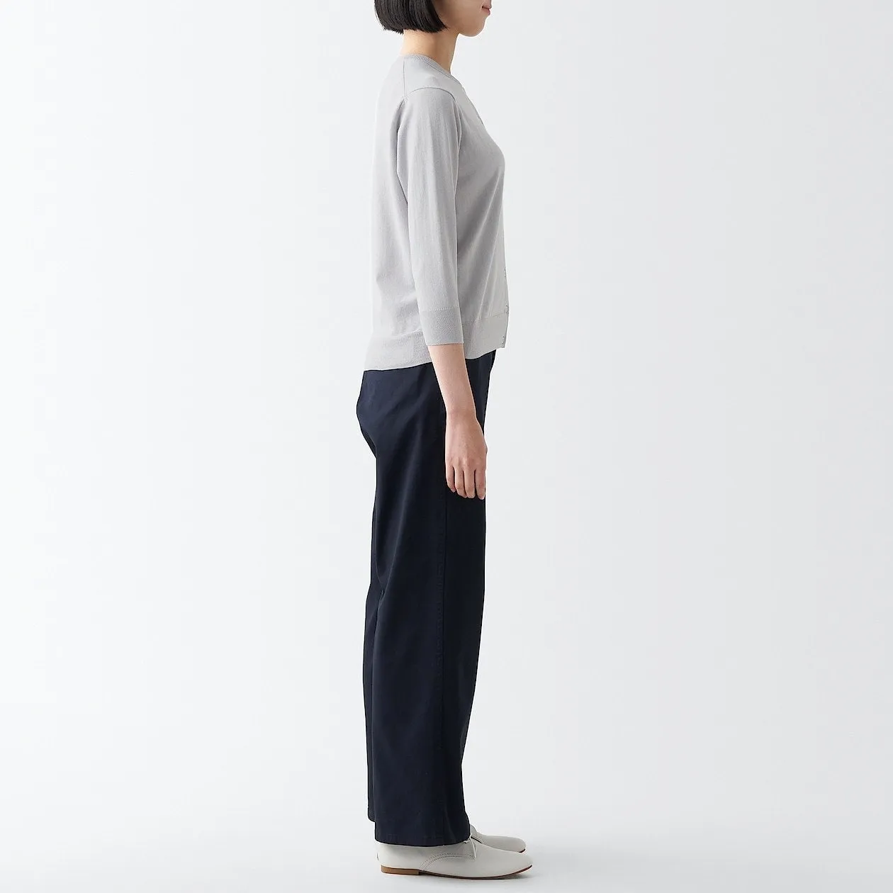 High Twisted Crewneck 3/4 Sleeve Cardigan