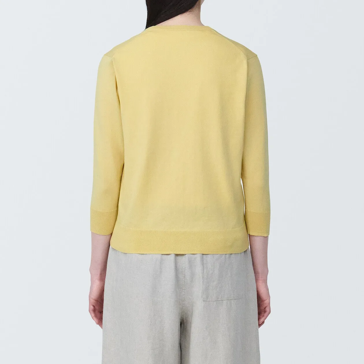 High Twisted Crewneck 3/4 Sleeve Cardigan