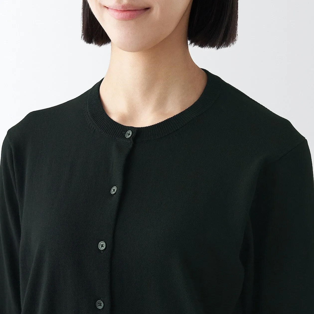 High Twisted Crewneck 3/4 Sleeve Cardigan